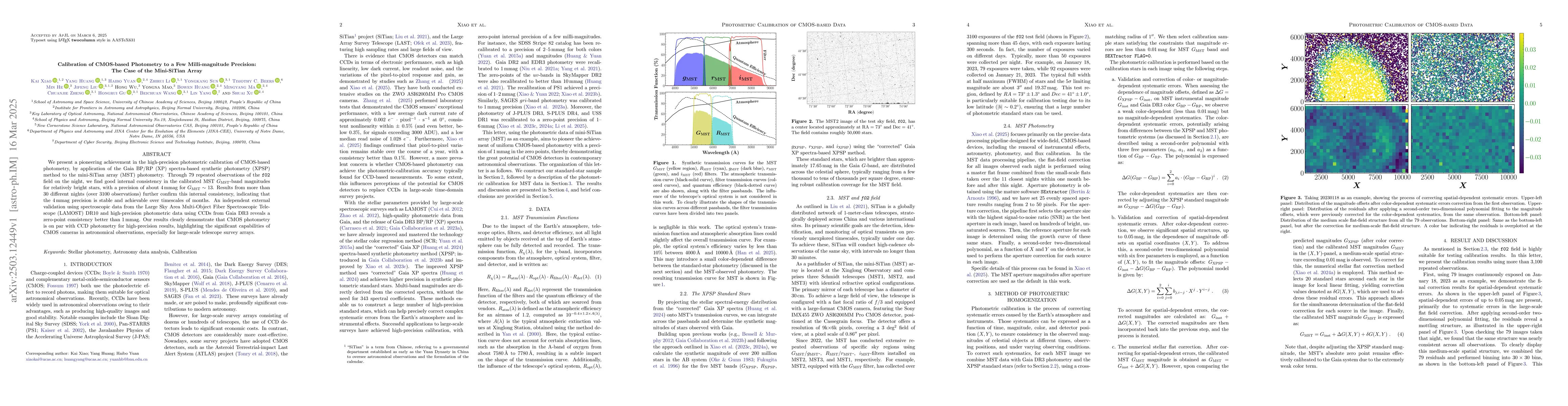Thumbnail for Calibration of Complementary Metal-oxide-semiconductor Sensor-based
  Photometry to a Few-millimagnitude Precision: The Case of the Mini-SiTian
  Array