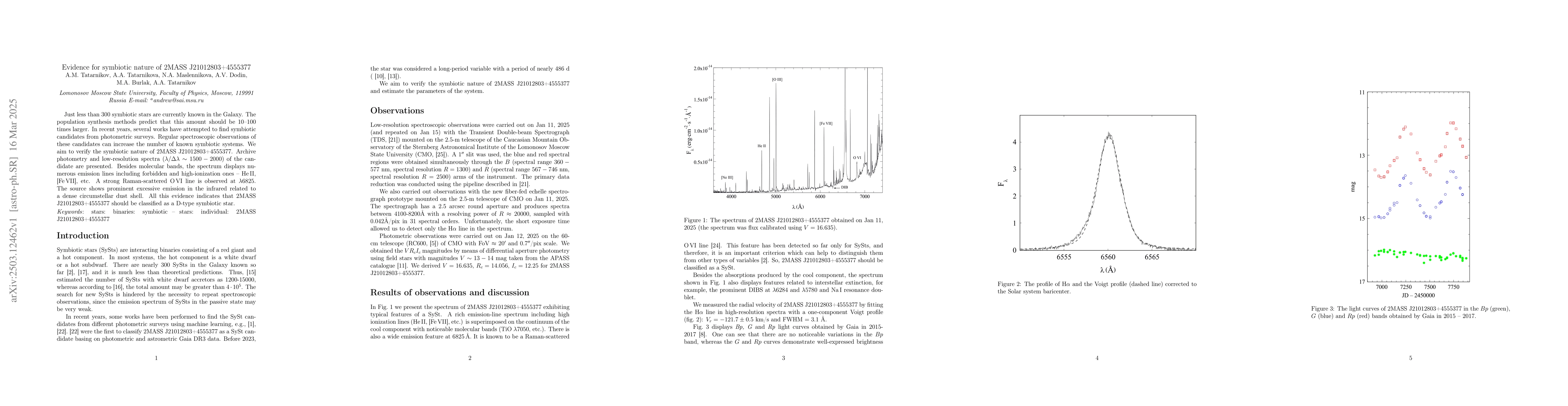 Thumbnail for Evidence for symbiotic nature of 2MASS J21012803+4555377