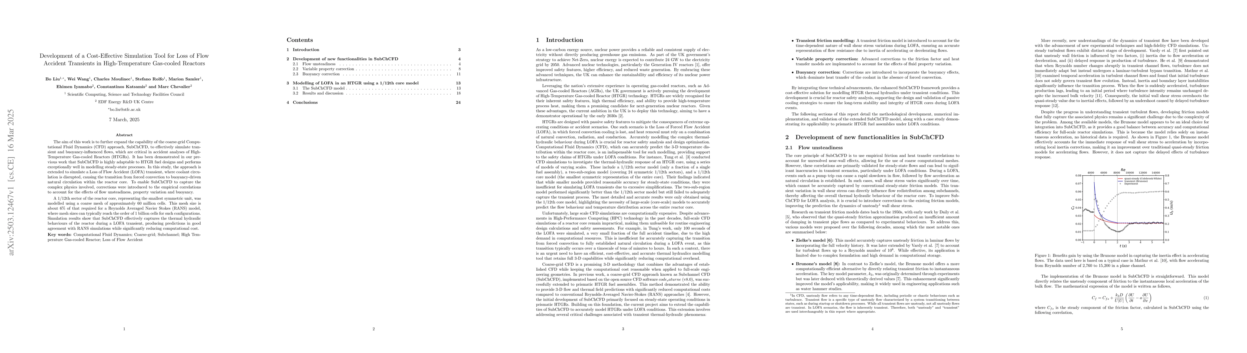 Thumbnail for Development of a Cost-Effective Simulation Tool for Loss of Flow
  Accident Transients in High-Temperature Gas-cooled Reactors