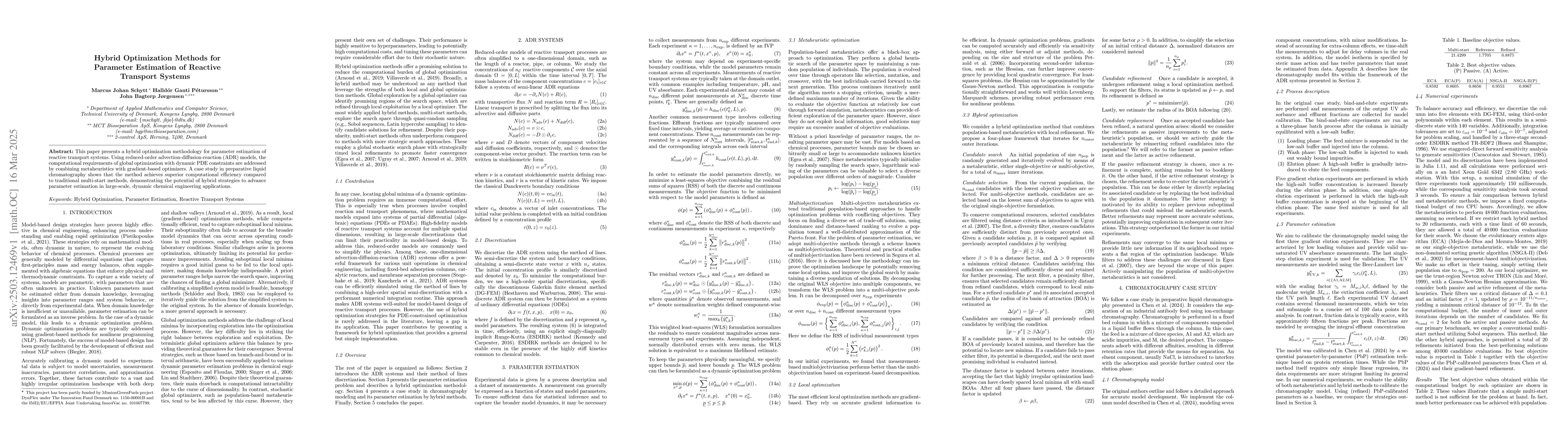 Thumbnail for Hybrid Optimization Methods for Parameter Estimation of Reactive
  Transport Systems