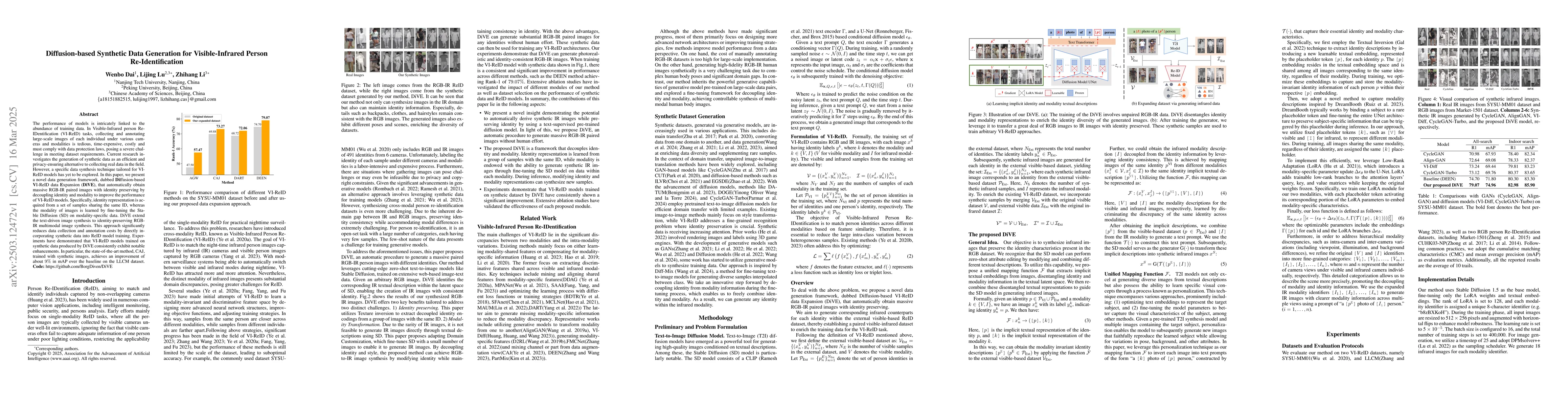 Thumbnail for Diffusion-based Synthetic Data Generation for Visible-Infrared Person
  Re-Identification