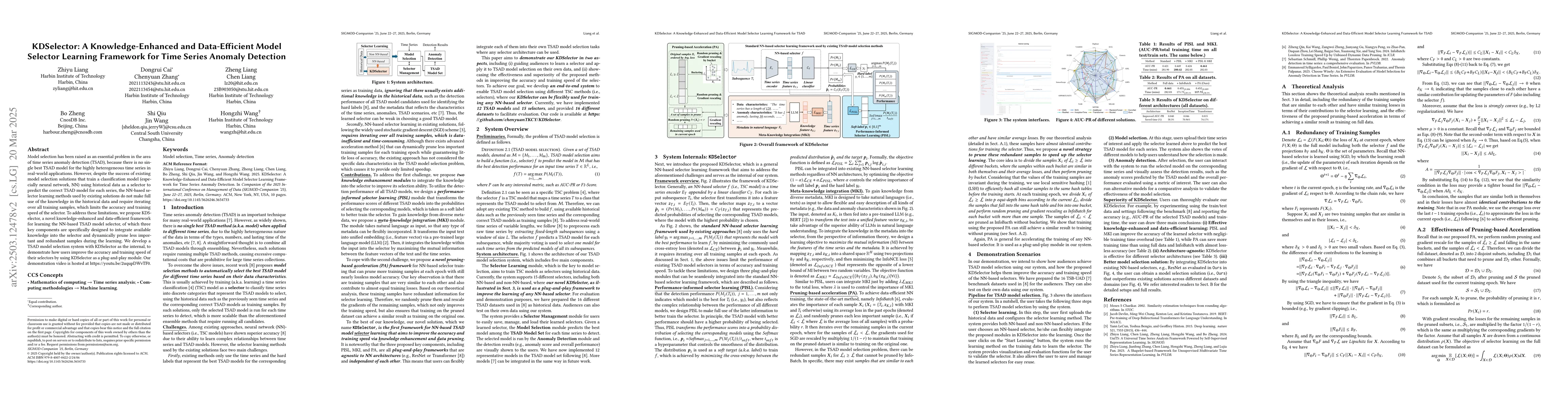 Thumbnail for KDSelector: A Knowledge-Enhanced and Data-Efficient Model Selector
  Learning Framework for Time Series Anomaly Detection