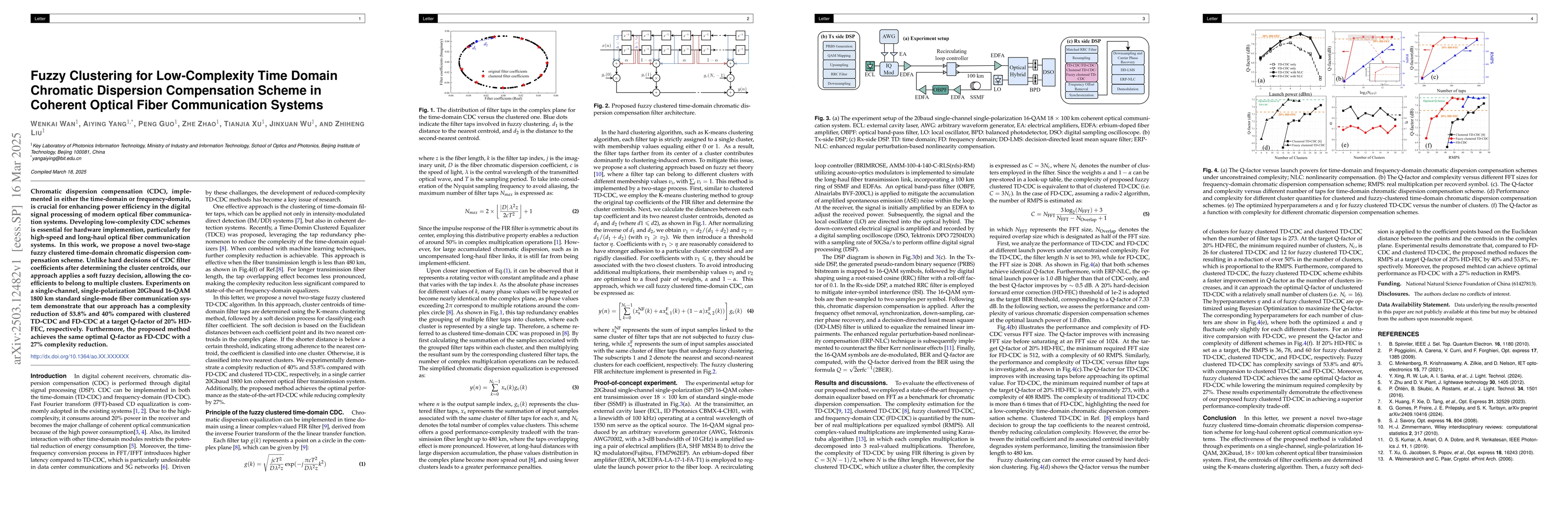 Thumbnail for Fuzzy Clustering for Low-Complexity Time Domain Chromatic Dispersion
  Compensation Scheme in Coherent Optical Fiber Communication Systems
