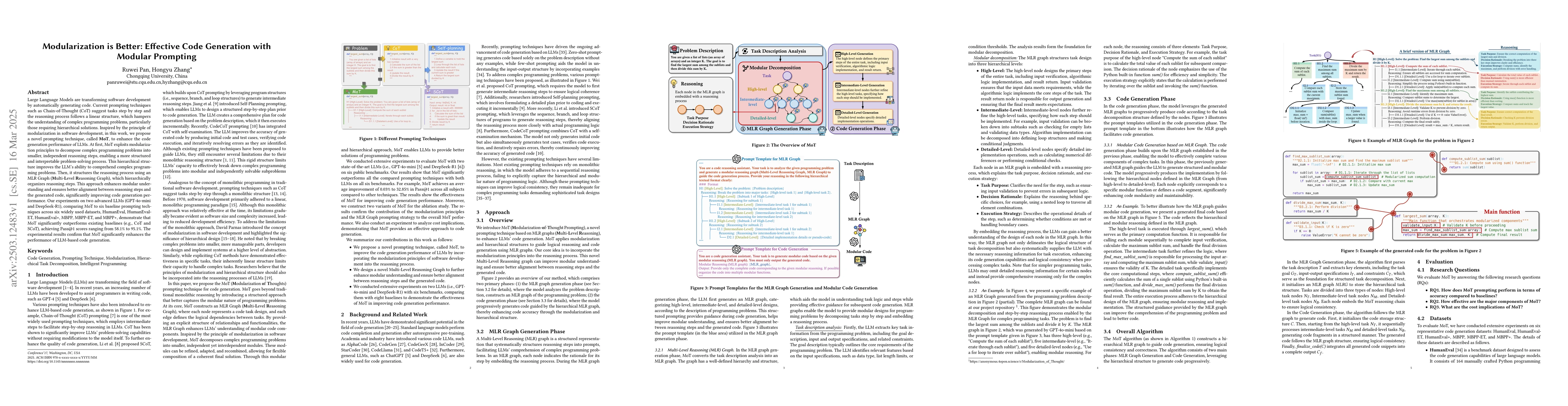 Thumbnail for Modularization is Better: Effective Code Generation with Modular
  Prompting
