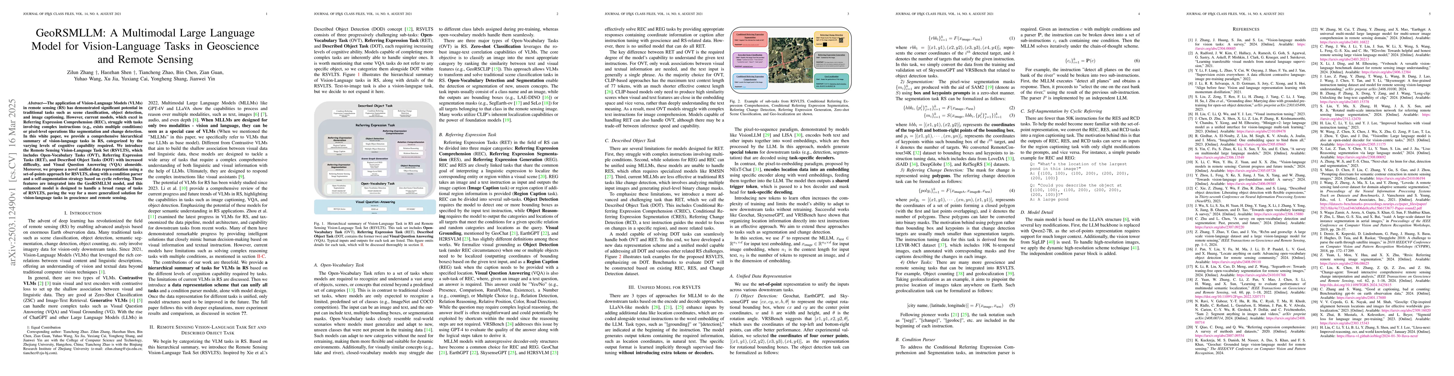 Thumbnail for GeoRSMLLM: A Multimodal Large Language Model for Vision-Language Tasks
  in Geoscience and Remote Sensing