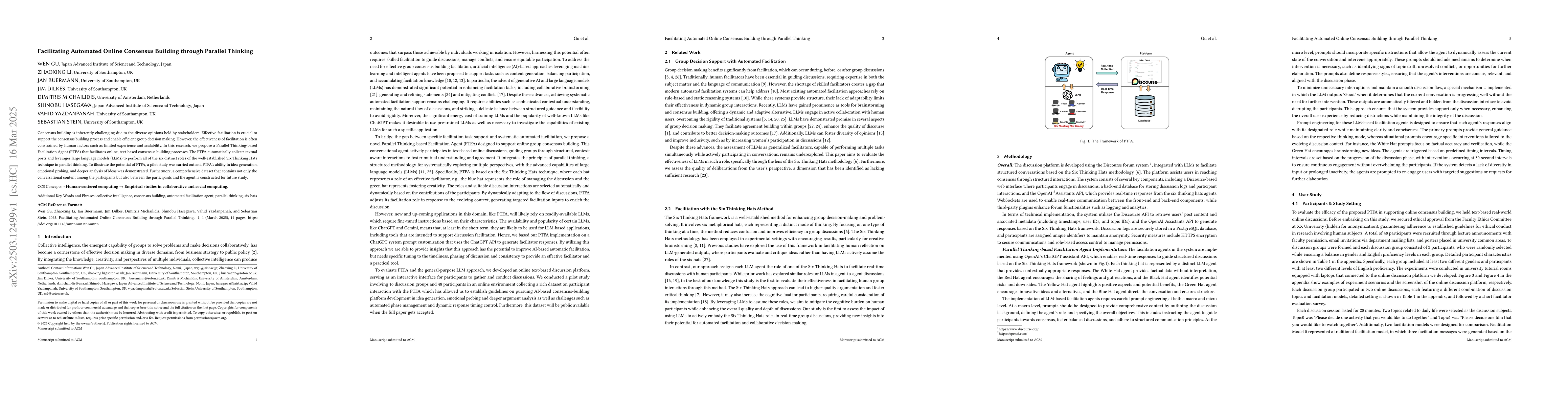 Thumbnail for Facilitating Automated Online Consensus Building through Parallel
  Thinking