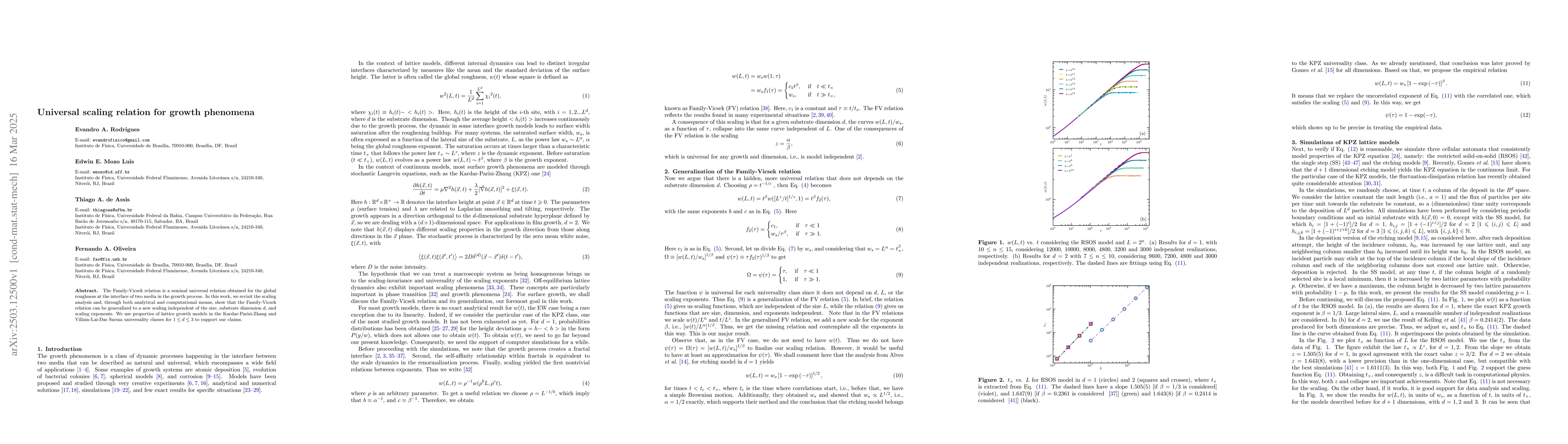 Thumbnail for Universal scaling relation for growth phenomena
