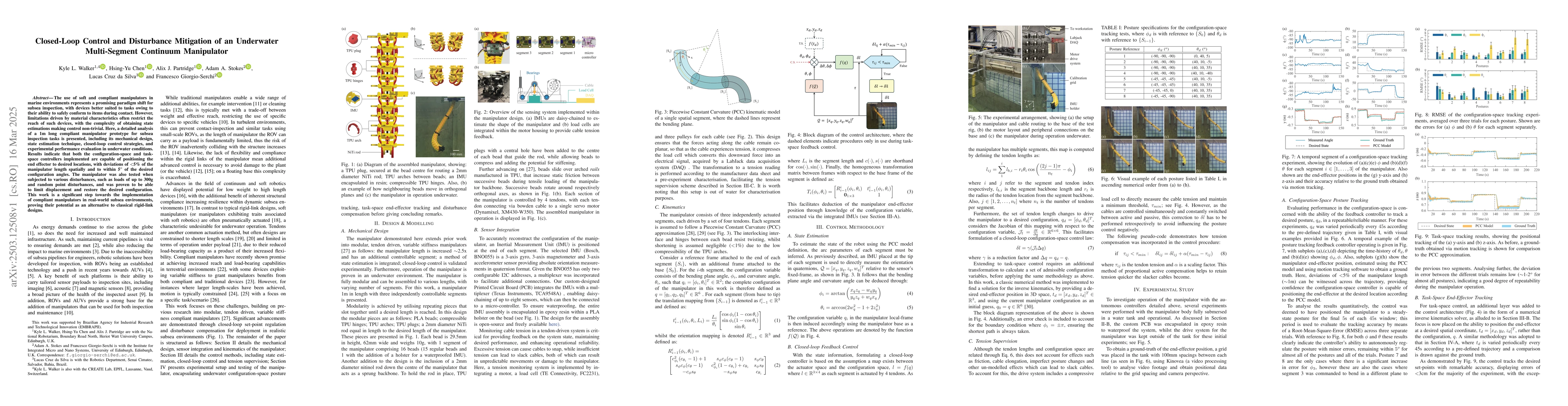 Thumbnail for Closed-Loop Control and Disturbance Mitigation of an Underwater
  Multi-Segment Continuum Manipulator