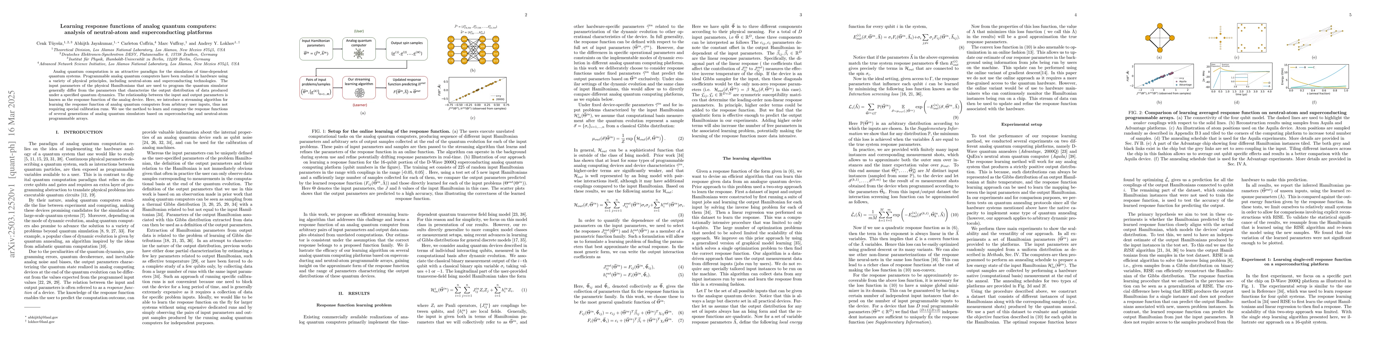 Thumbnail for Learning response functions of analog quantum computers: analysis of
  neutral-atom and superconducting platforms