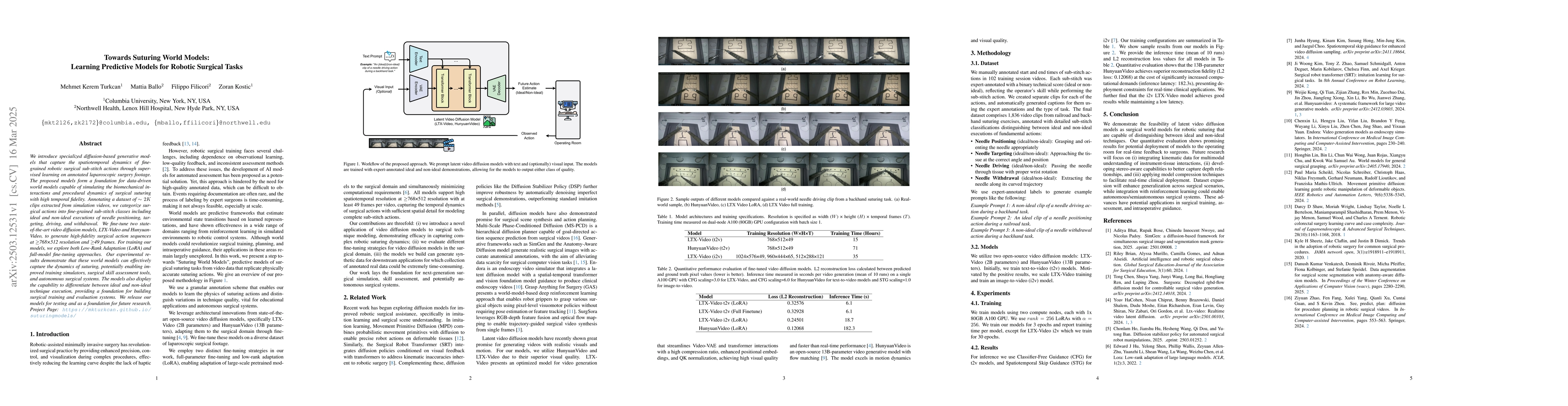 Thumbnail for Towards Suturing World Models: Learning Predictive Models for Robotic
  Surgical Tasks