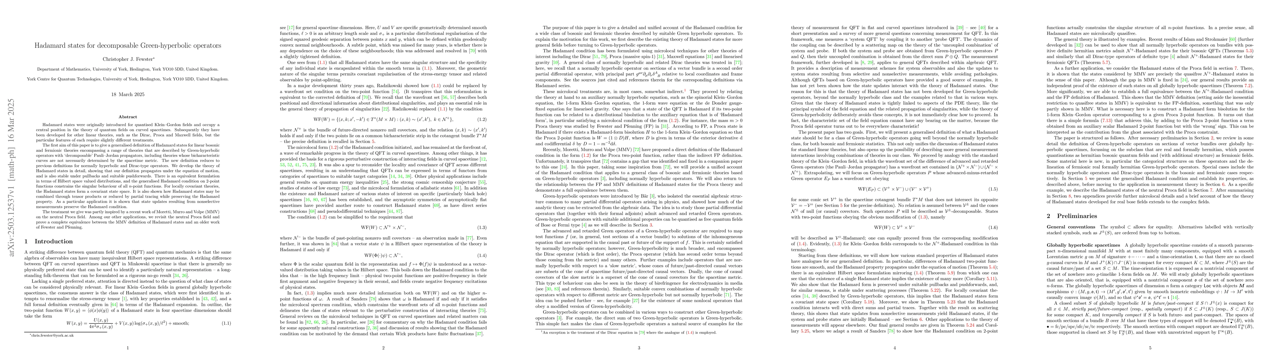 Thumbnail for Hadamard states for decomposable Green-hyperbolic operators