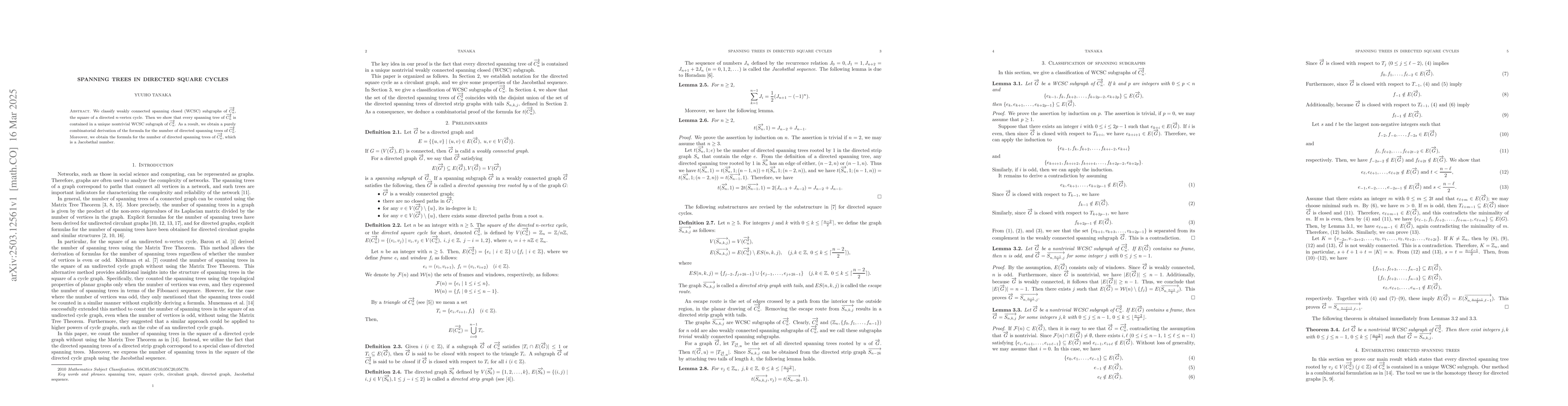 Thumbnail for Spanning trees in directed square cycles