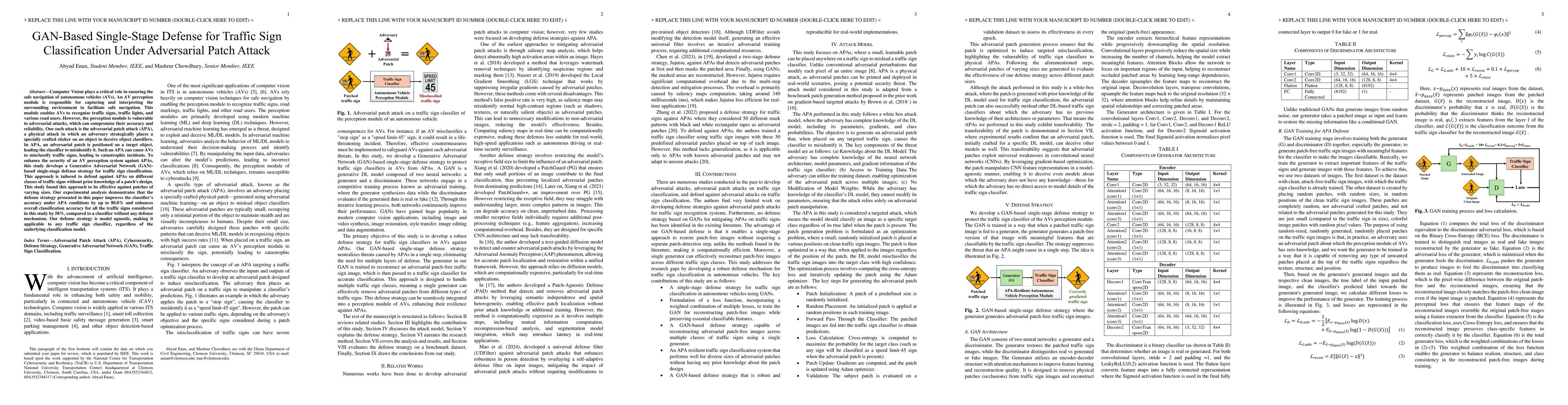 Thumbnail for GAN-Based Single-Stage Defense for Traffic Sign Classification Under
  Adversarial Patch Attack