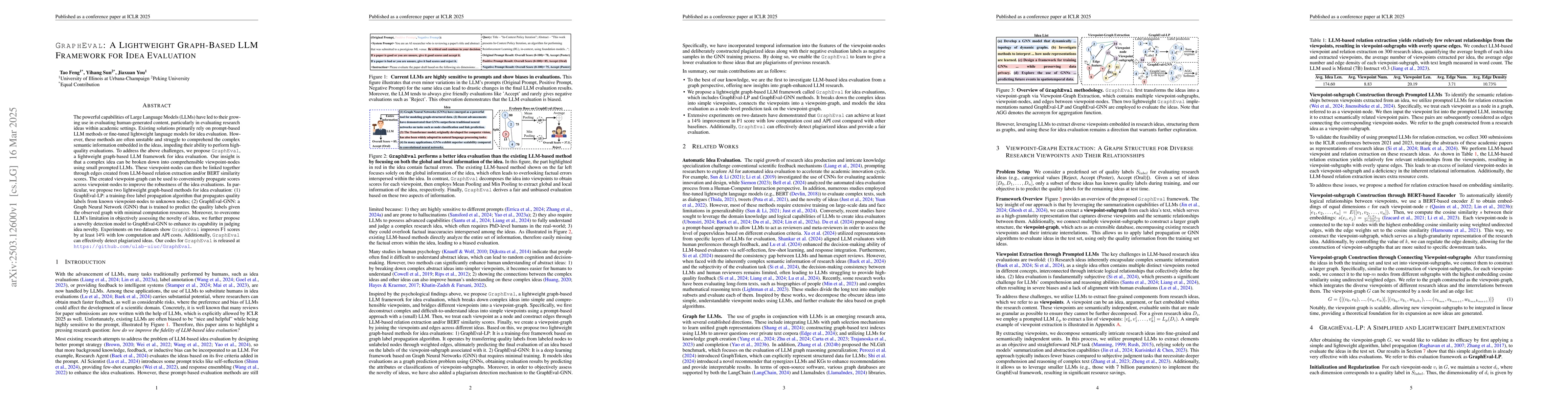 Thumbnail for GraphEval: A Lightweight Graph-Based LLM Framework for Idea Evaluation