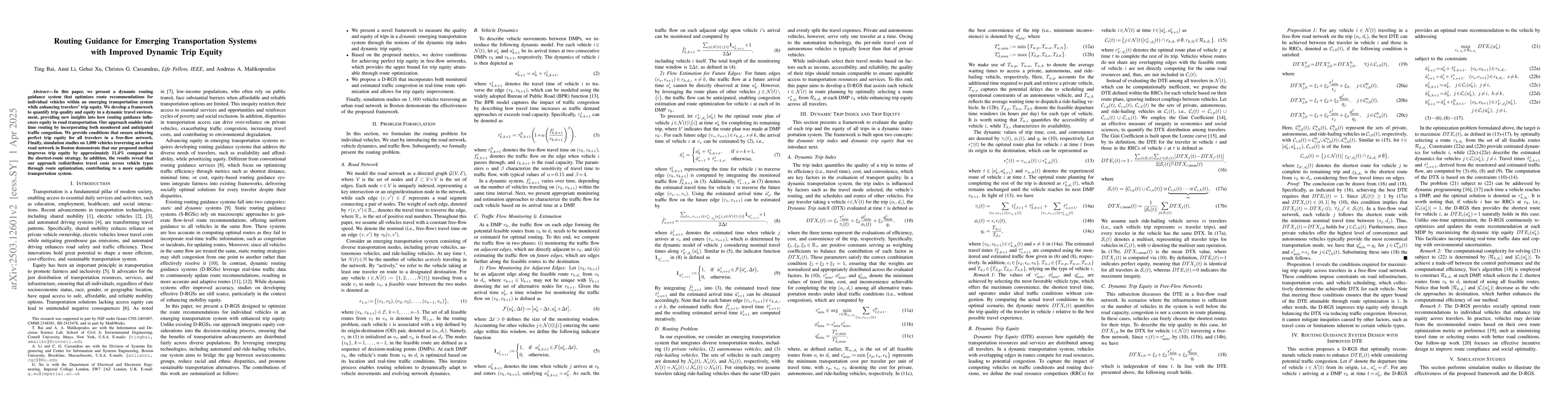 Thumbnail for Routing Guidance for Emerging Transportation Systems with Improved
  Dynamic Trip Equity