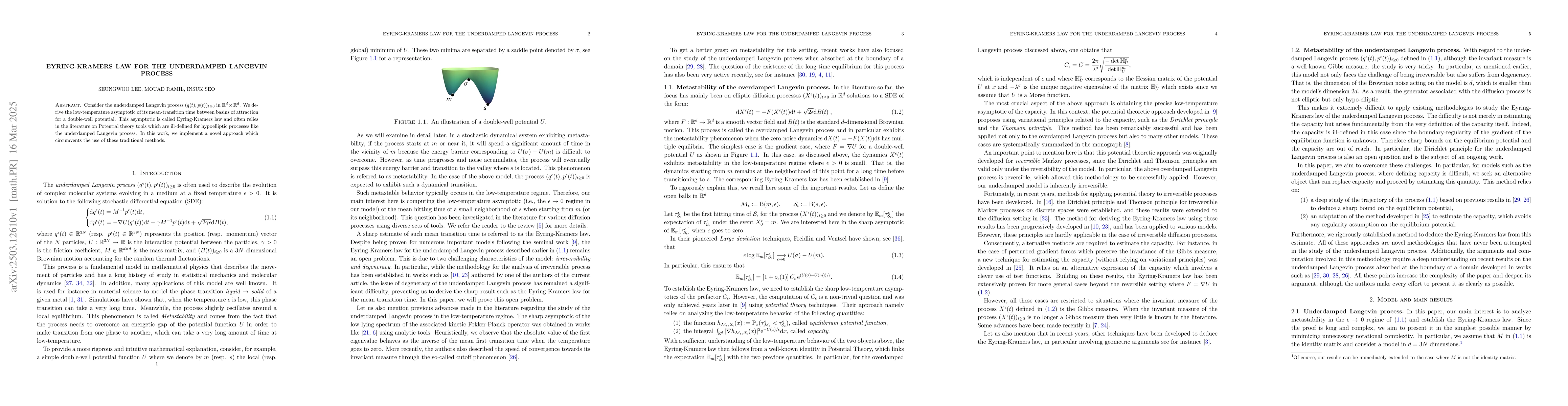 Thumbnail for Eyring-Kramers Law for the Underdamped Langevin Process