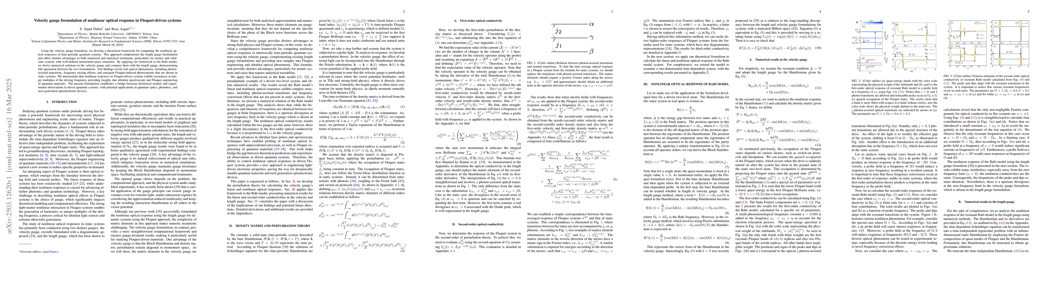 Thumbnail for Velocity gauge formulation of nonlinear optical response in
  Floquet-driven systems