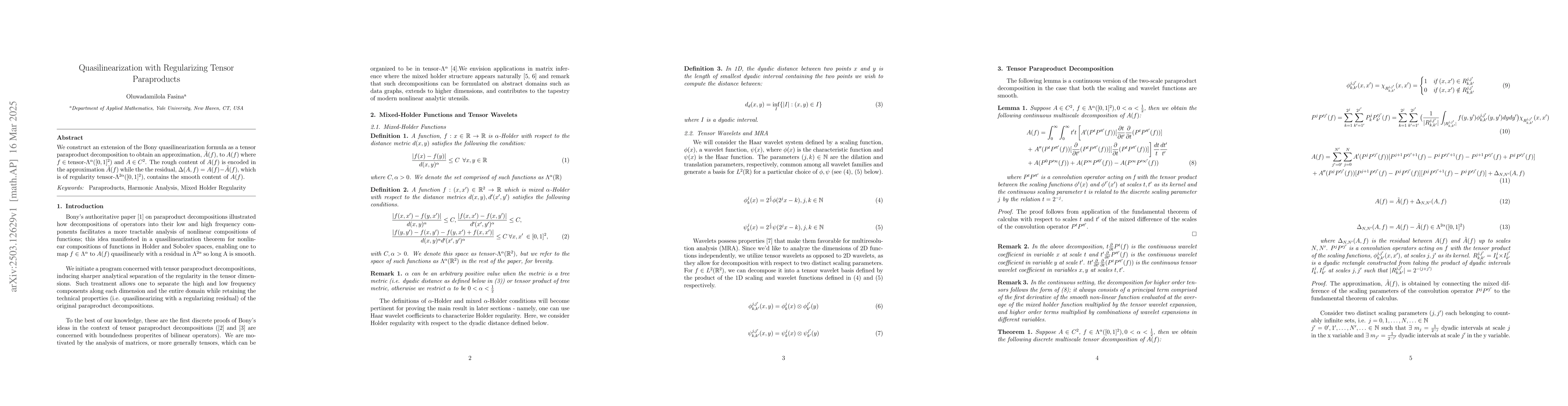 Thumbnail for Quasilinearization with Regularizing Tensor Paraproducts
