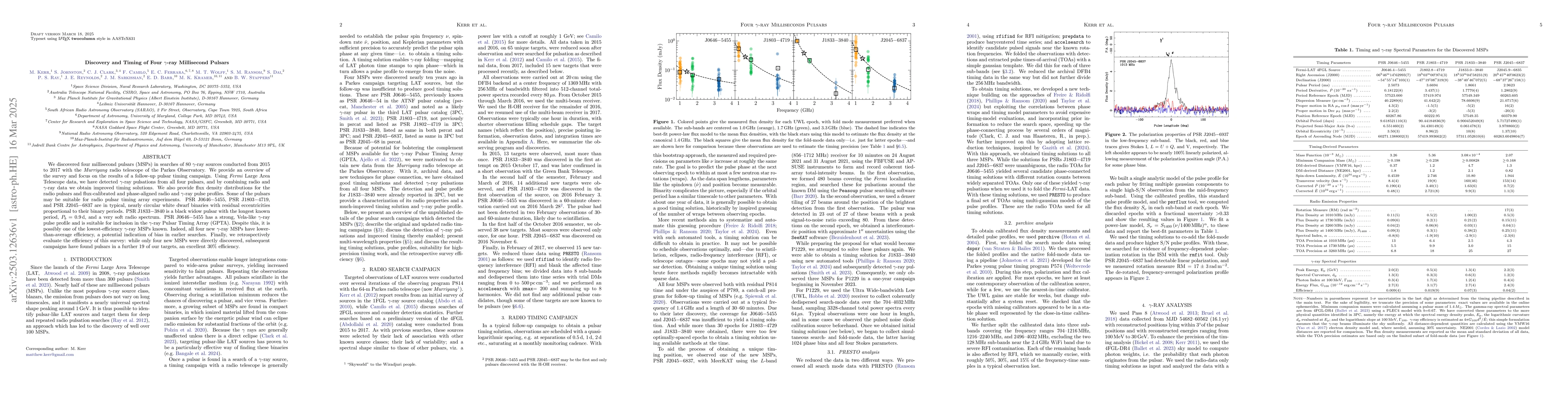 Thumbnail for Discovery and Timing of Four $γ$-ray Millisecond Pulsars