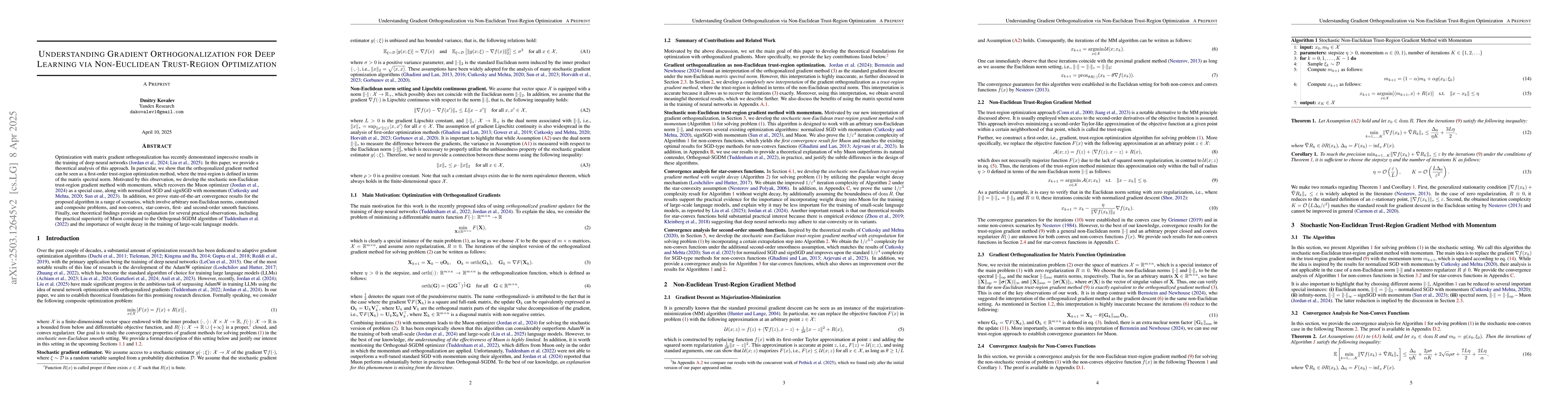 Thumbnail for Understanding Gradient Orthogonalization for Deep Learning via
  Non-Euclidean Trust-Region Optimization