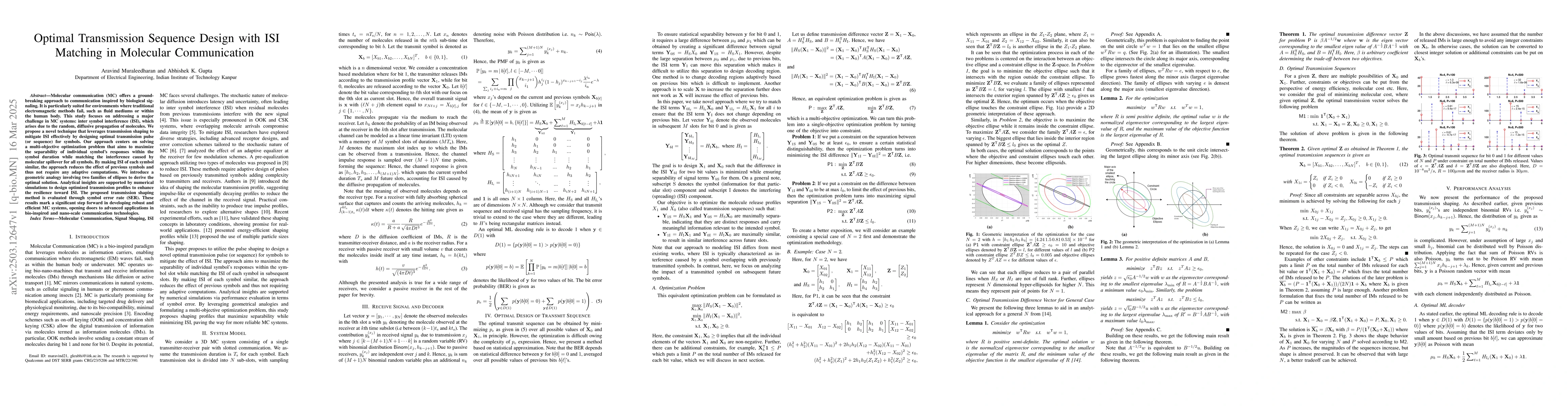 Thumbnail for Optimal Transmission Sequence Design with ISI Matching in Molecular
  Communication