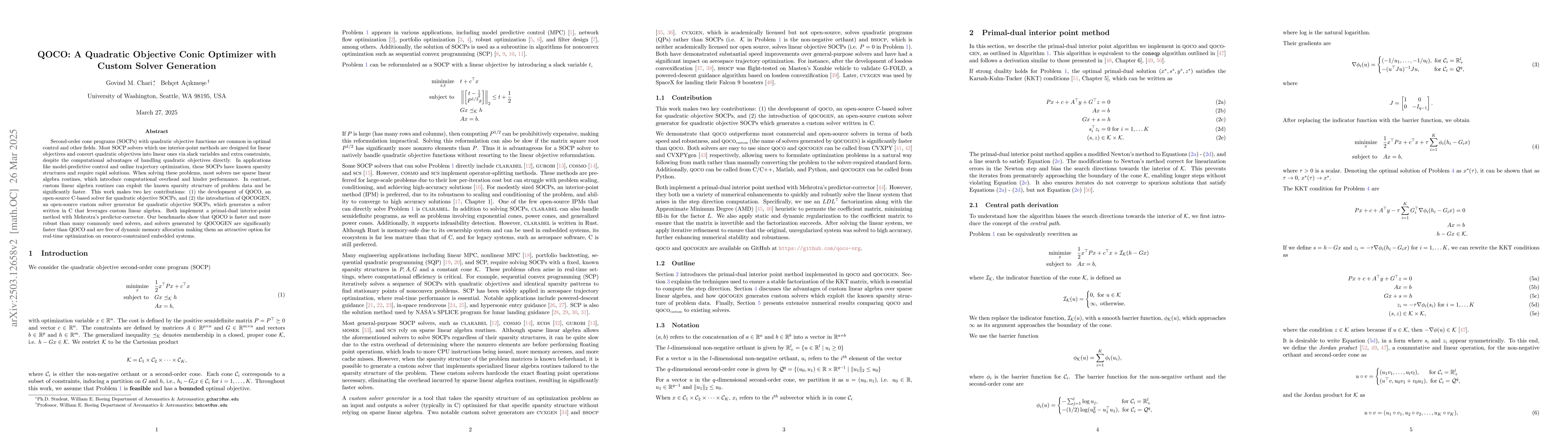 Thumbnail for QOCO: A Quadratic Objective Conic Optimizer with Custom Solver
  Generation