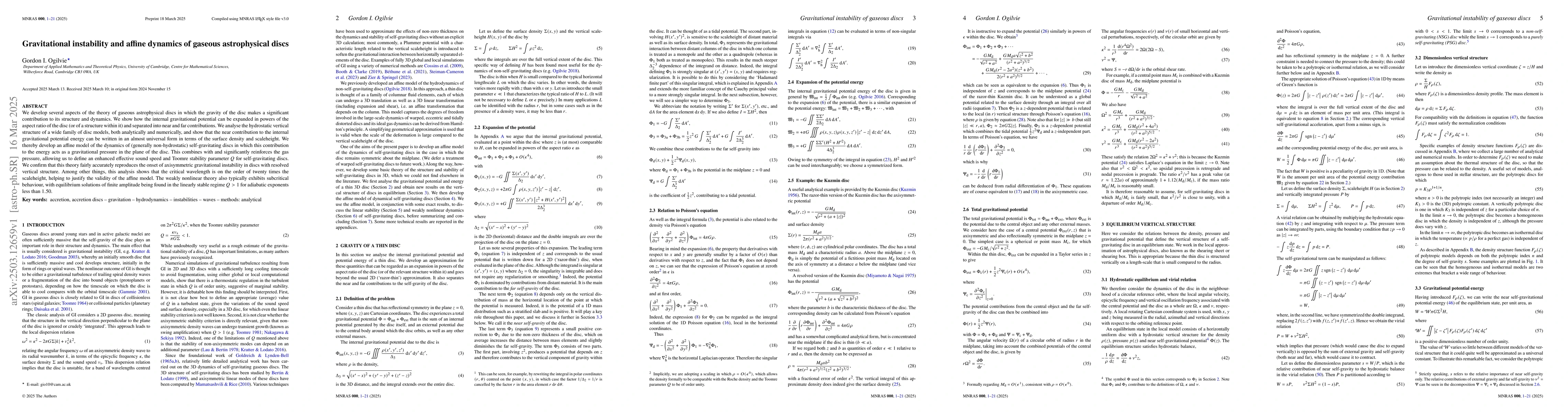 Thumbnail for Gravitational instability and affine dynamics of gaseous astrophysical
  discs
