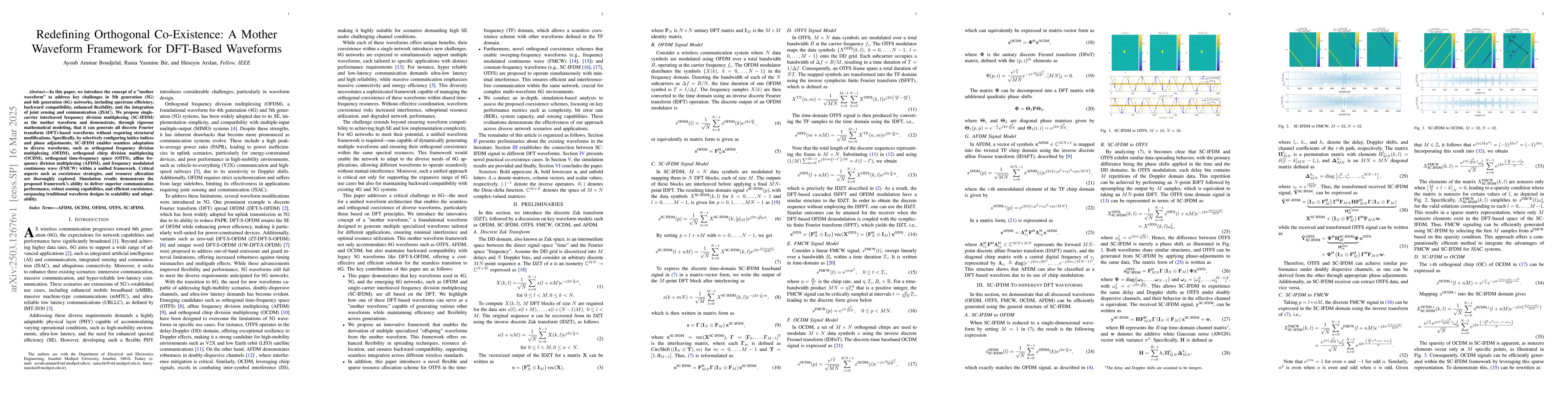 Thumbnail for Redefining Orthogonal Co-Existence: A Mother Waveform Framework for
  DFT-Based Waveforms