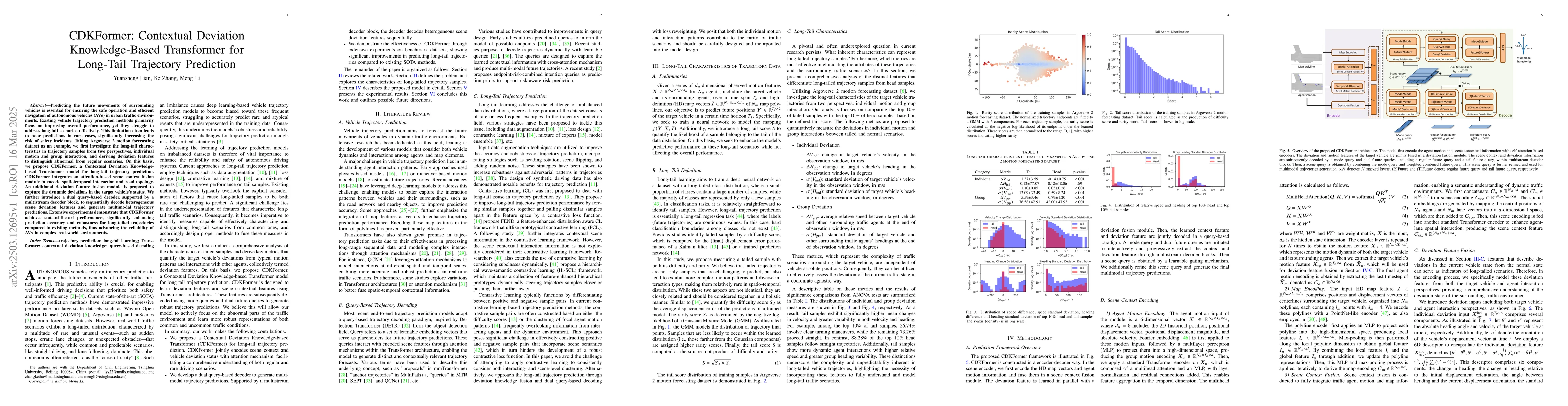 Thumbnail for CDKFormer: Contextual Deviation Knowledge-Based Transformer for
  Long-Tail Trajectory Prediction