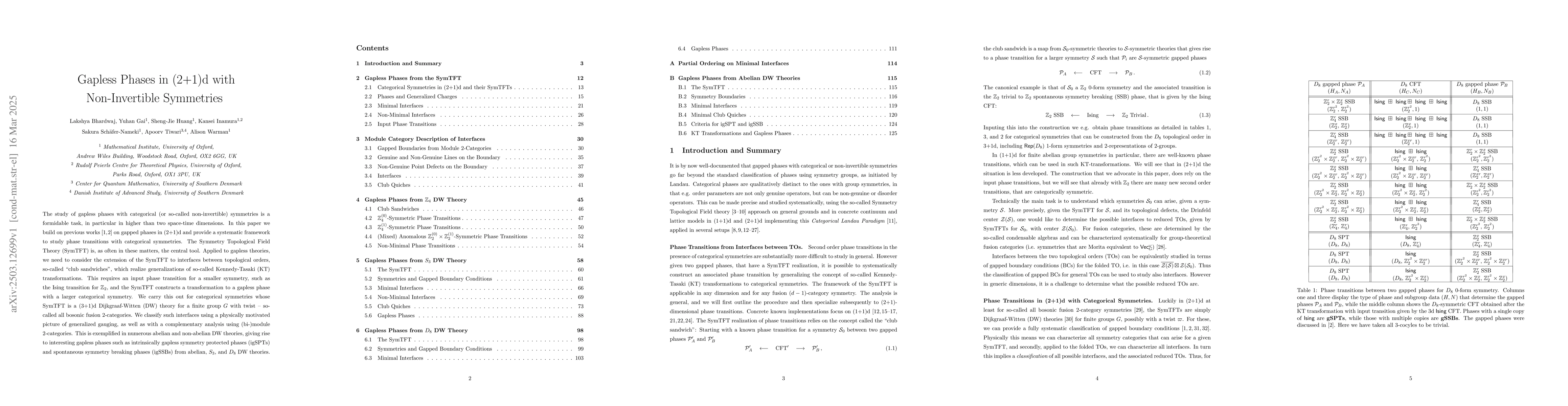 Thumbnail for Gapless Phases in (2+1)d with Non-Invertible Symmetries