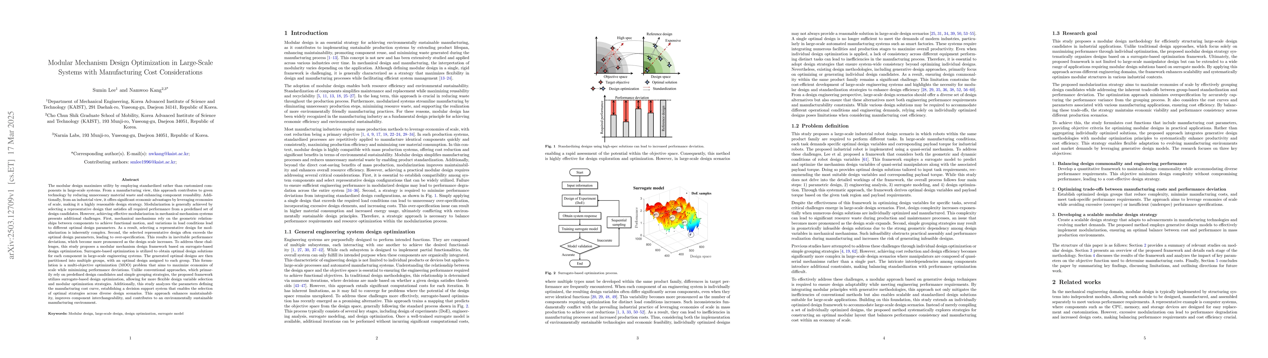 Thumbnail for Modular Mechanism Design Optimization in Large-Scale Systems with
  Manufacturing Cost Considerations