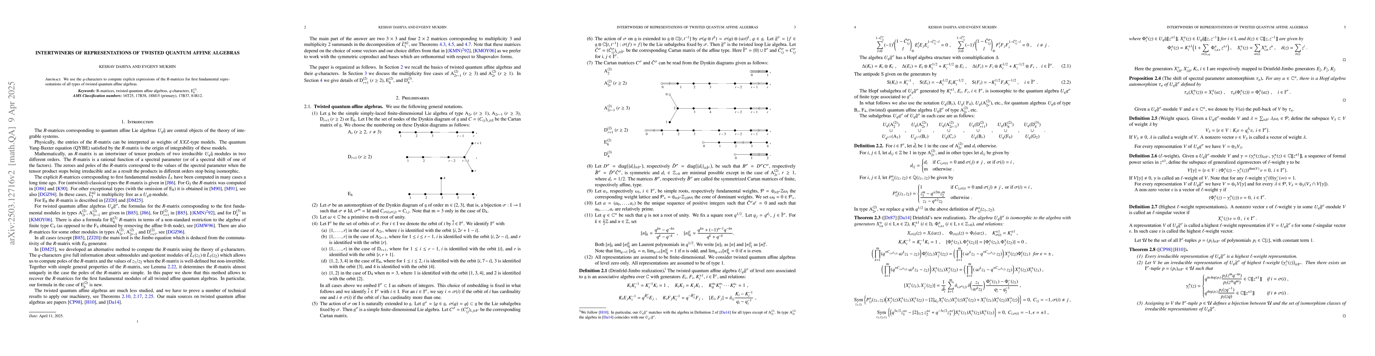 Thumbnail for Intertwiners of representations of twisted quantum affine algebras
