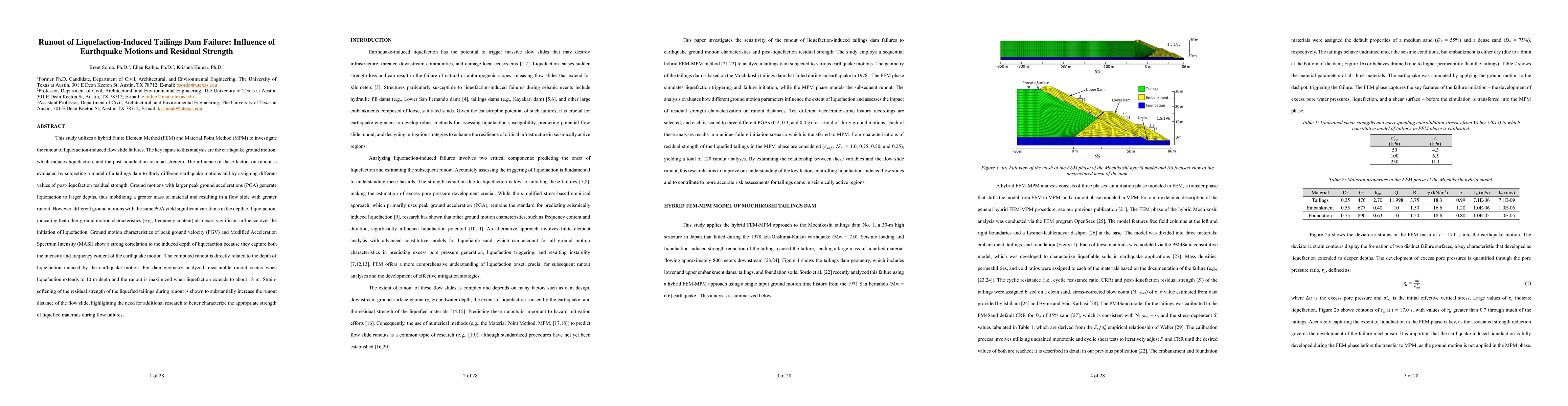 Thumbnail for Runout of liquefaction-induced tailings dam failure: Influence of
  earthquake motions and residual strength