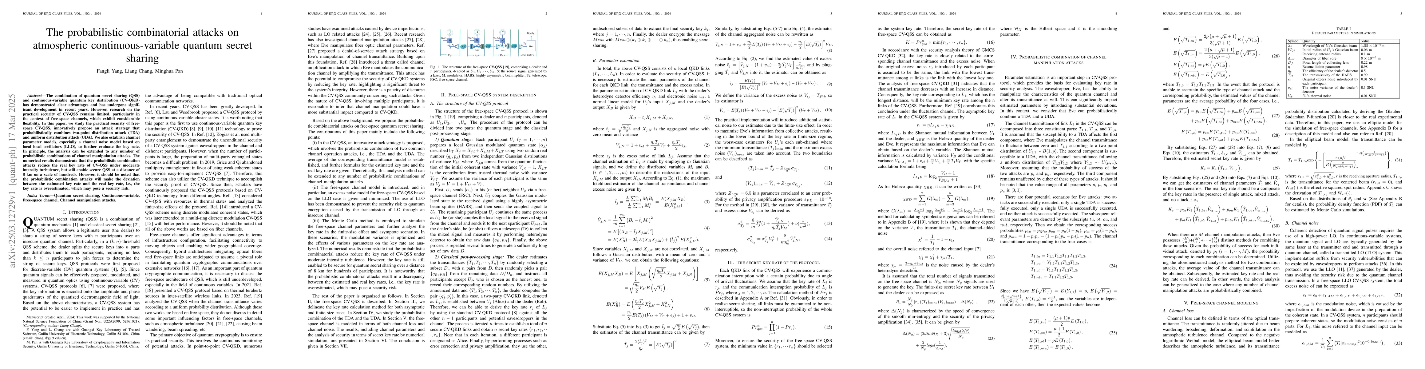 Thumbnail for The probabilistic combinatorial attacks on atmospheric
  continuous-variable quantum secret sharing