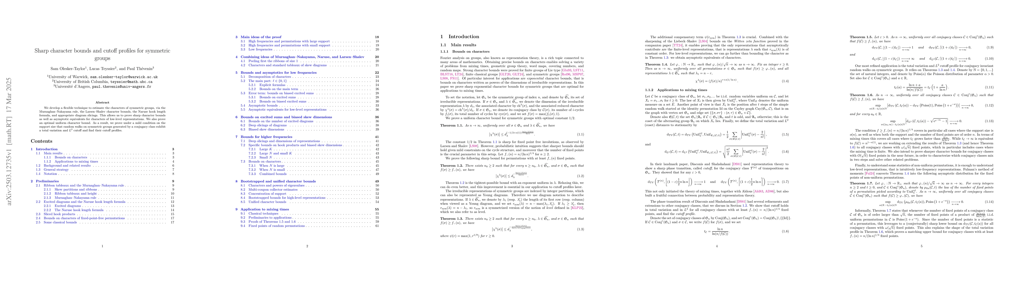 Thumbnail for Sharp character bounds and cutoff profiles for symmetric groups