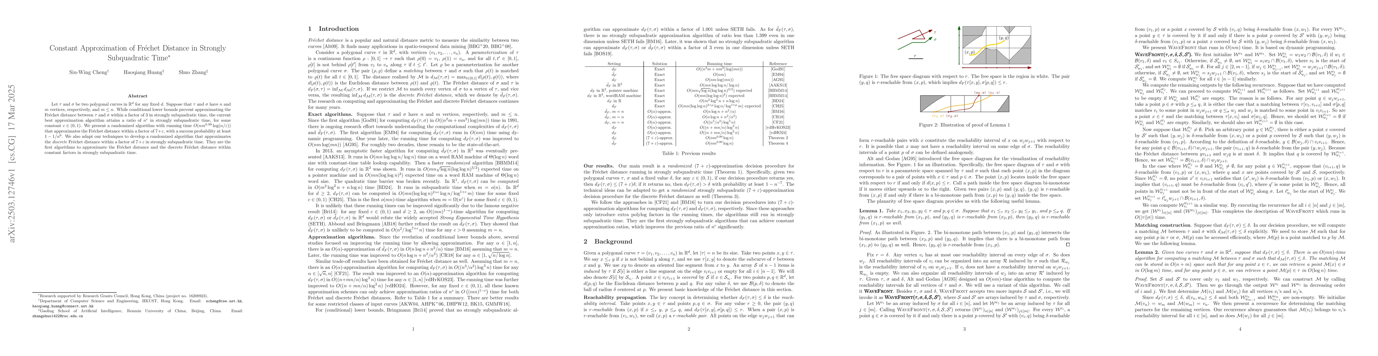 Thumbnail for Constant Approximation of Fréchet Distance in Strongly Subquadratic
  Time