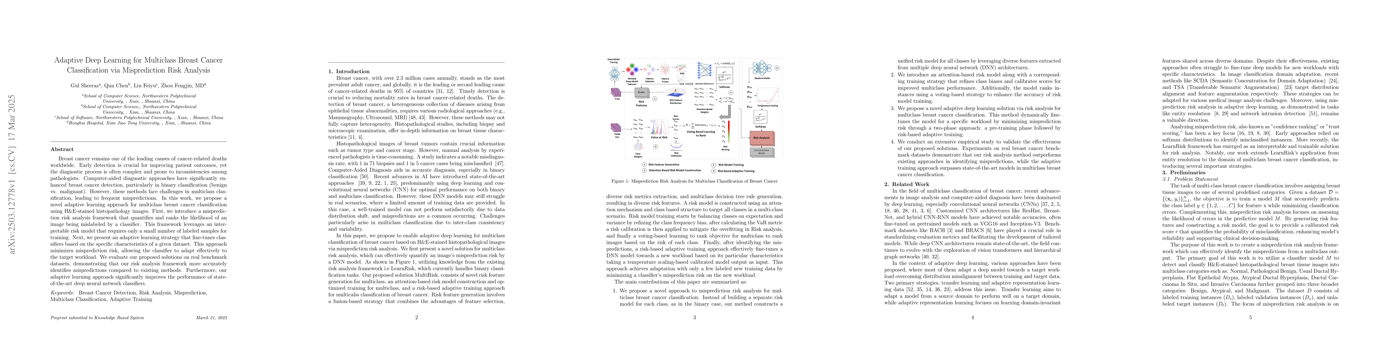 Thumbnail for Adaptive Deep Learning for Multiclass Breast Cancer Classification via
  Misprediction Risk Analysis