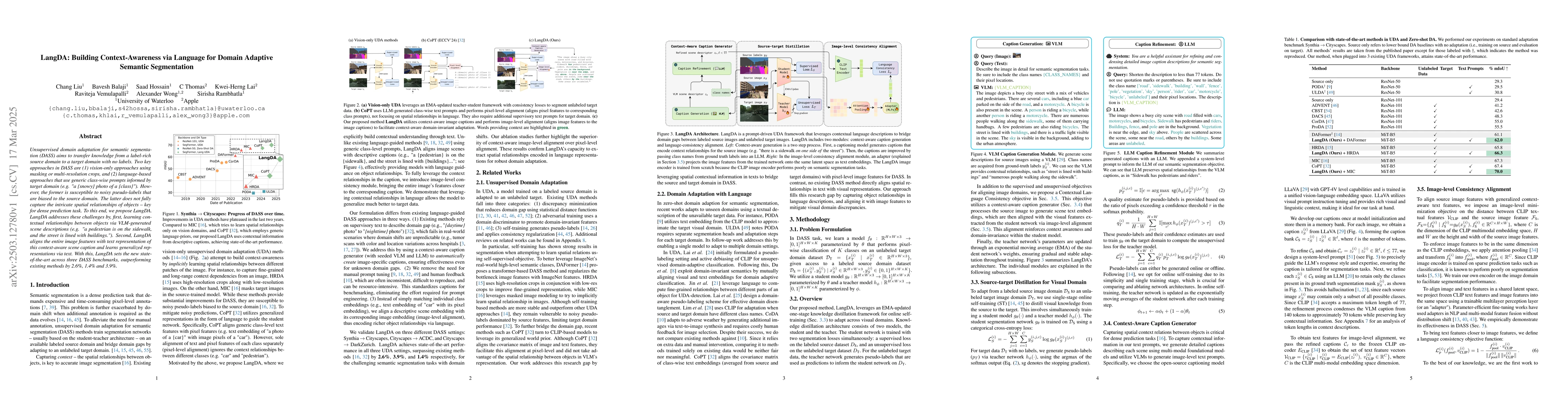 Thumbnail for LangDA: Building Context-Awareness via Language for Domain Adaptive
  Semantic Segmentation
