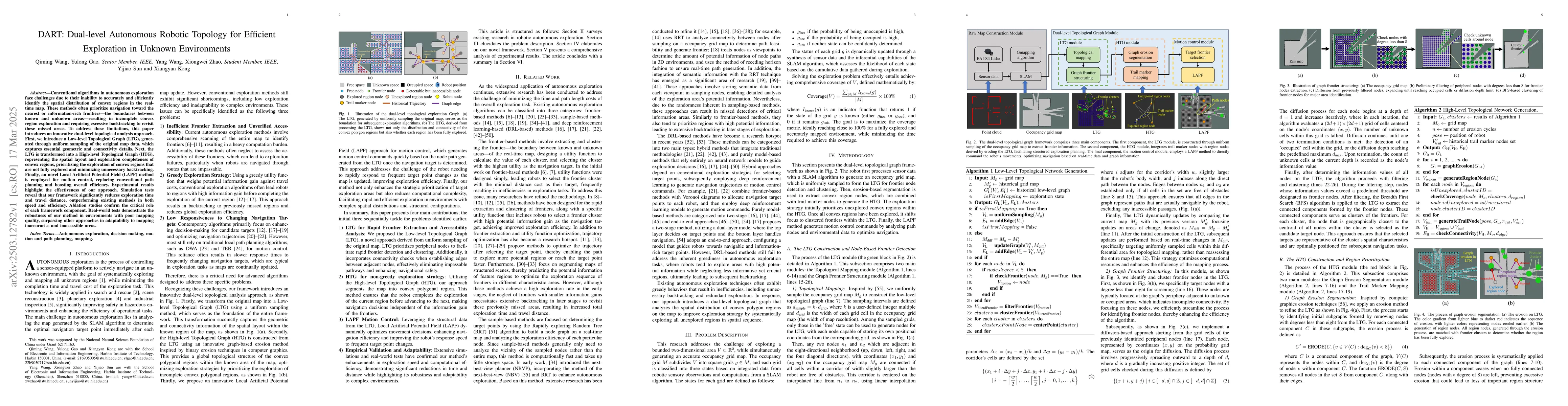 Thumbnail for DART: Dual-level Autonomous Robotic Topology for Efficient Exploration
  in Unknown Environments