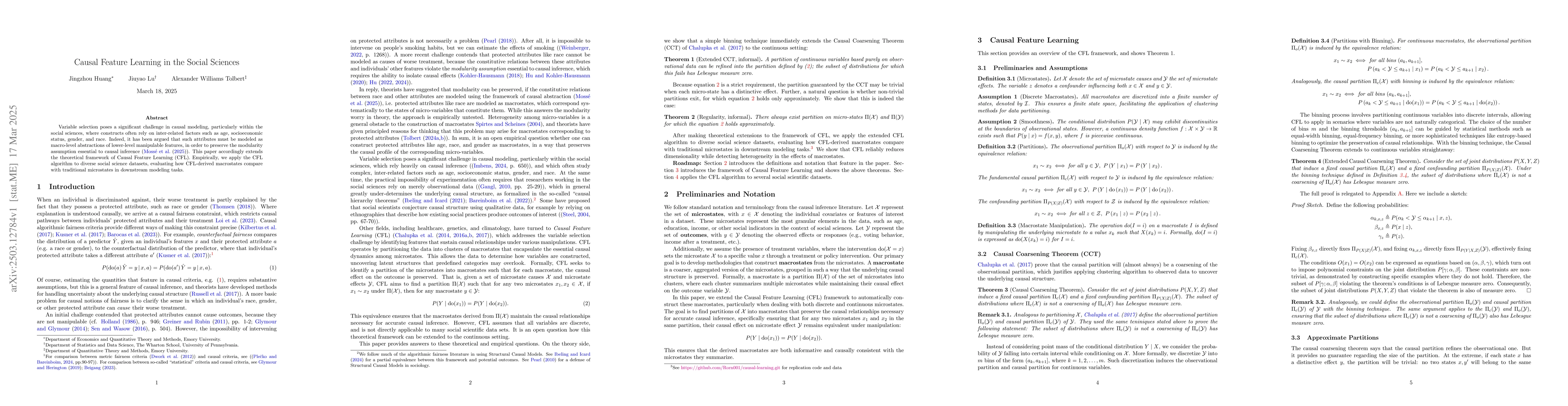 Thumbnail for Causal Feature Learning in the Social Sciences