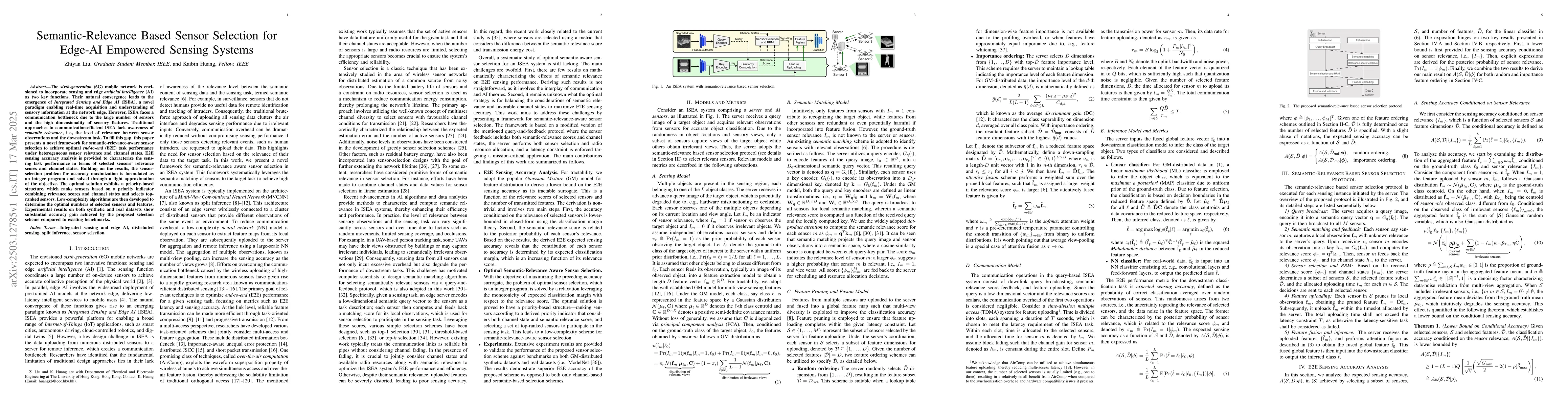 Thumbnail for Semantic-Relevance Based Sensor Selection for Edge-AI Empowered Sensing
  Systems