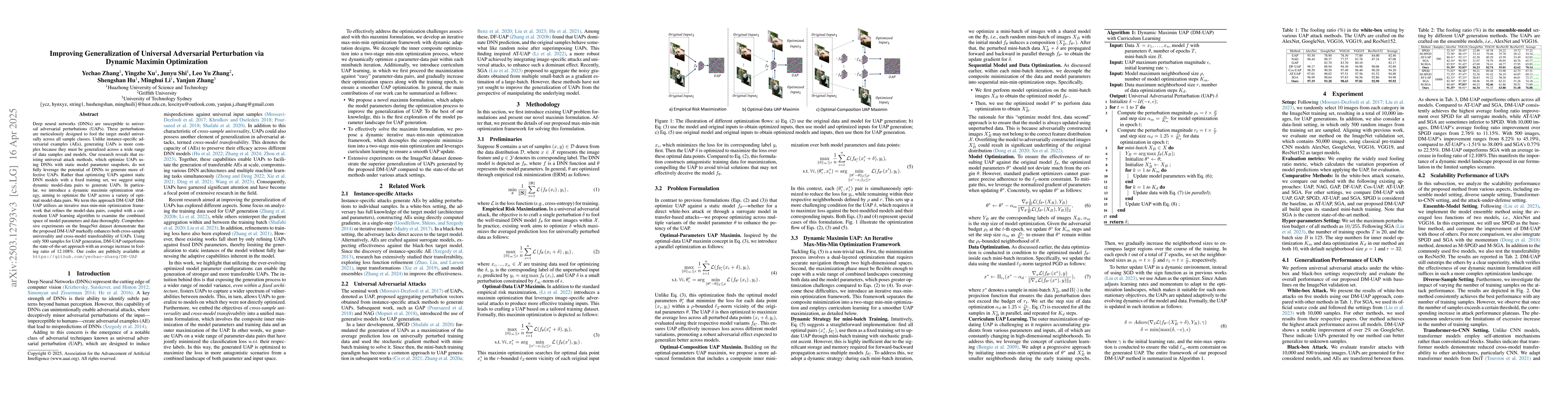 Thumbnail for Improving Generalization of Universal Adversarial Perturbation via
  Dynamic Maximin Optimization