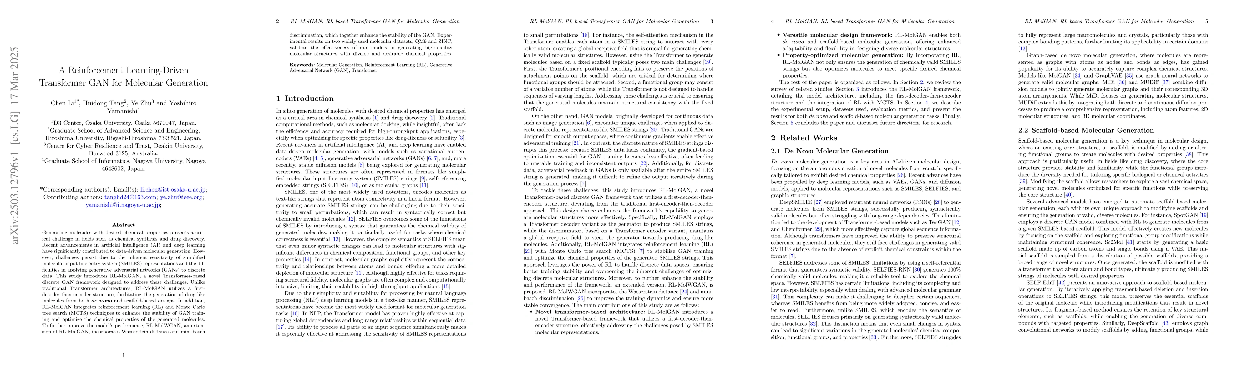Thumbnail for A Reinforcement Learning-Driven Transformer GAN for Molecular Generation