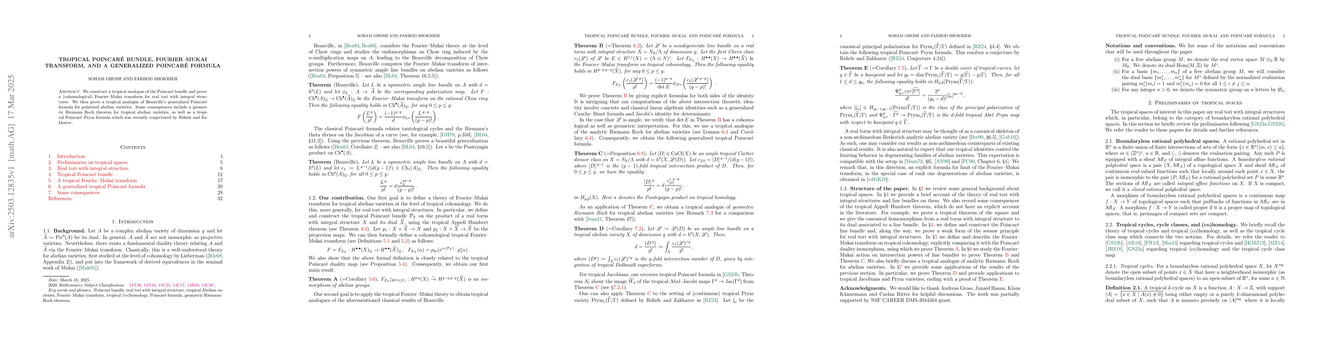 Thumbnail for Tropical PoincarĂŠ bundle, Fourier-Mukai transform, and a generalized
  PoincarĂŠ formula