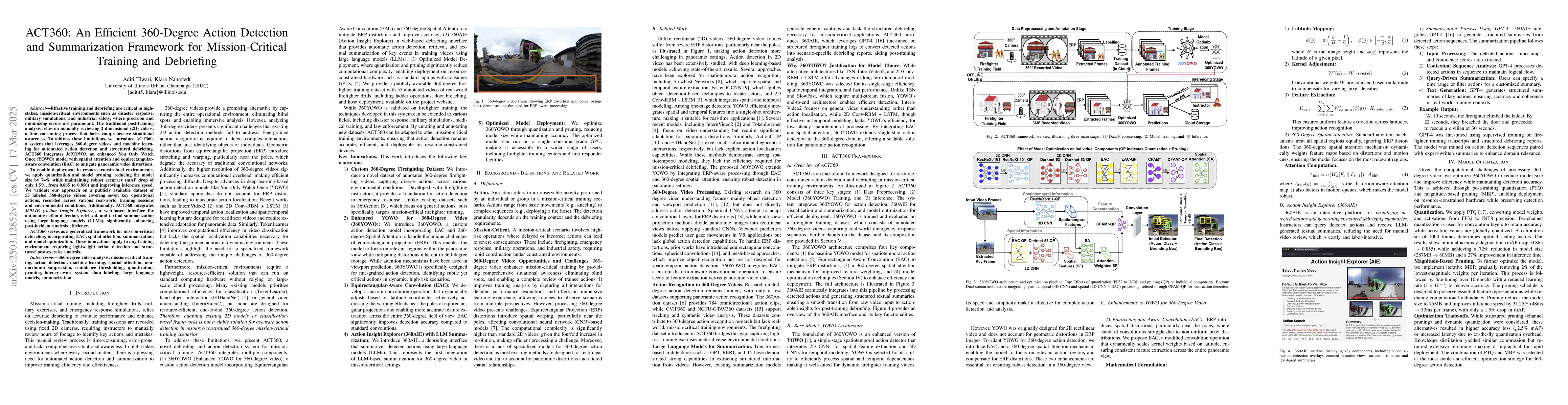 Thumbnail for ACT360: An Efficient 360-Degree Action Detection and Summarization
  Framework for Mission-Critical Training and Debriefing