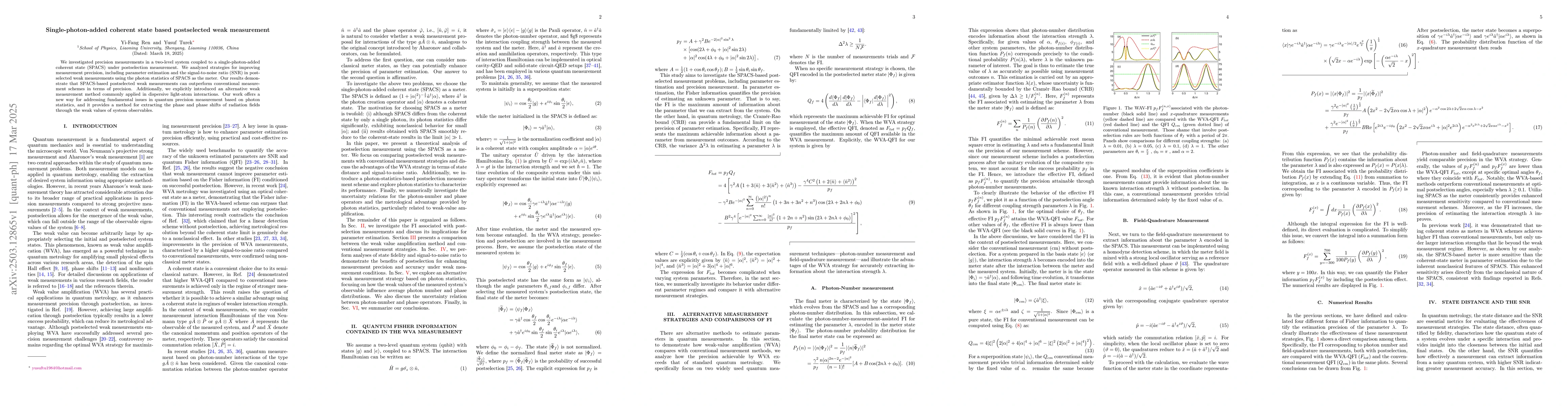 Thumbnail for Single-photon-added coherent state based postselected weak measurement
