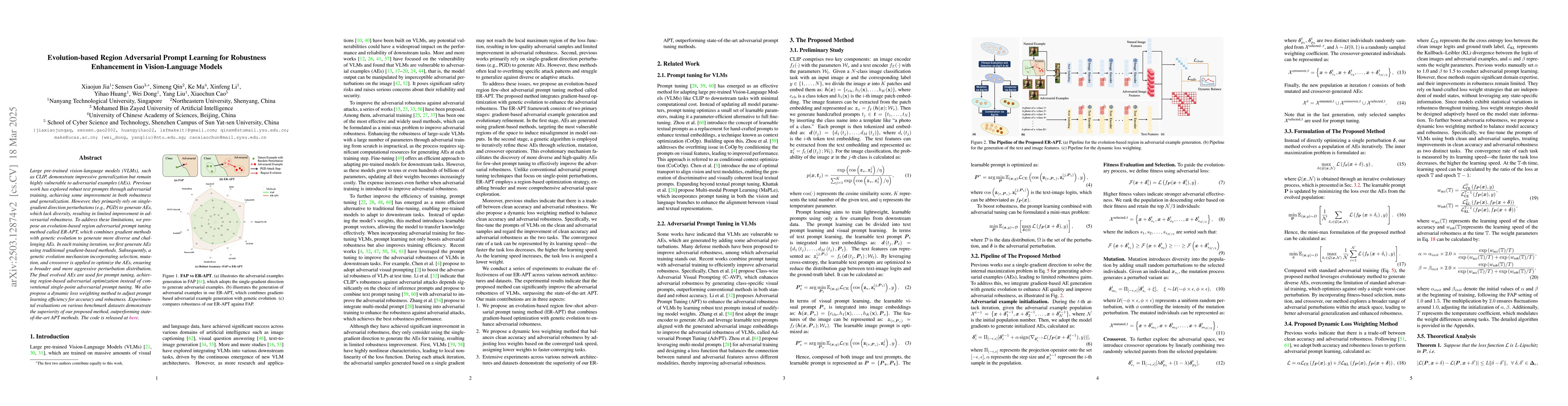 Thumbnail for Evolution-based Region Adversarial Prompt Learning for Robustness
  Enhancement in Vision-Language Models