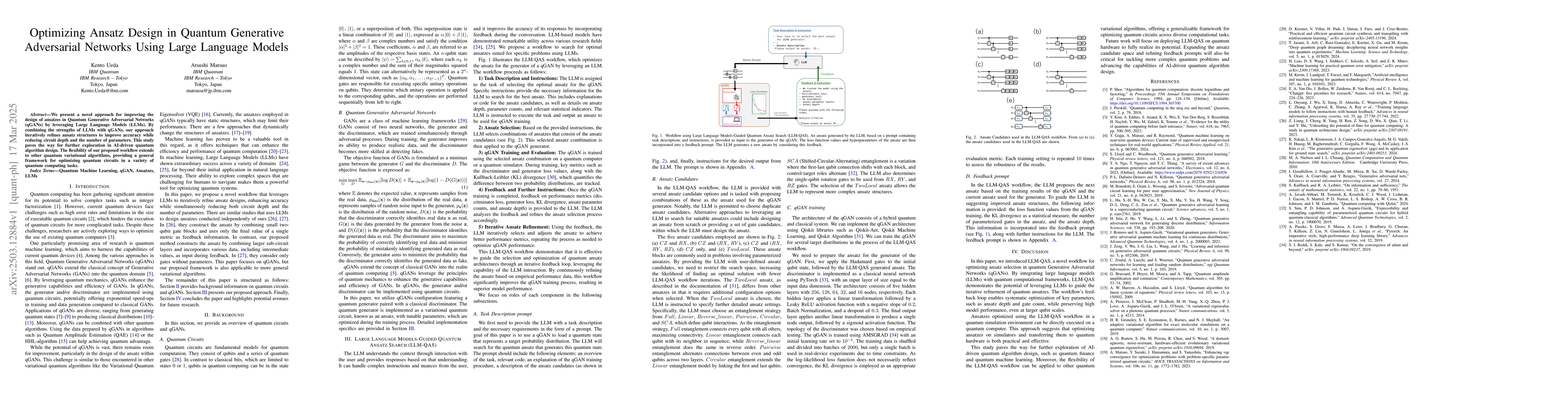 Thumbnail for Optimizing Ansatz Design in Quantum Generative Adversarial Networks
  Using Large Language Models