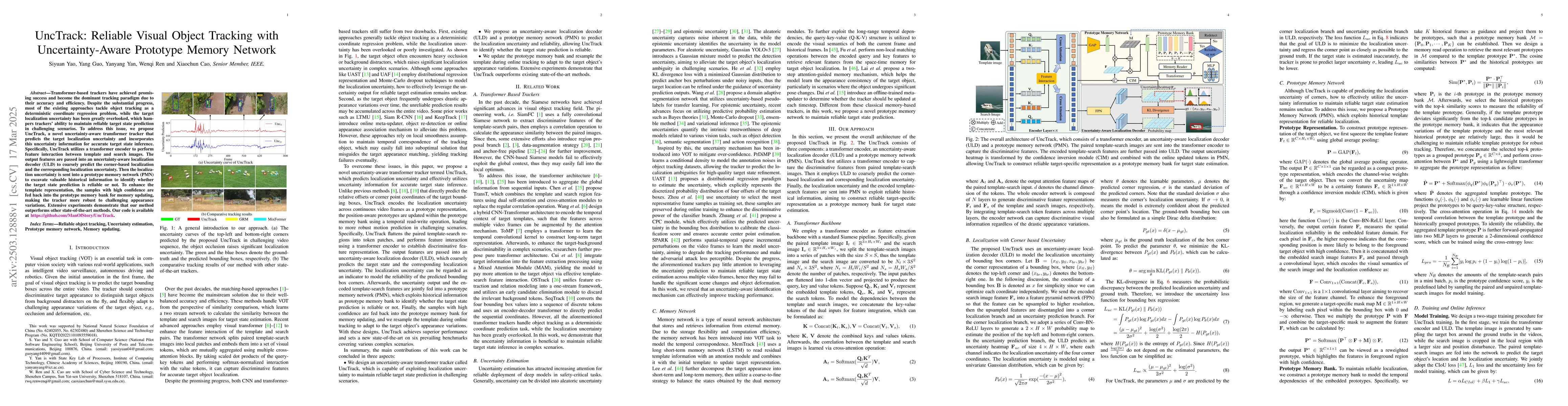 Thumbnail for UncTrack: Reliable Visual Object Tracking with Uncertainty-Aware
  Prototype Memory Network