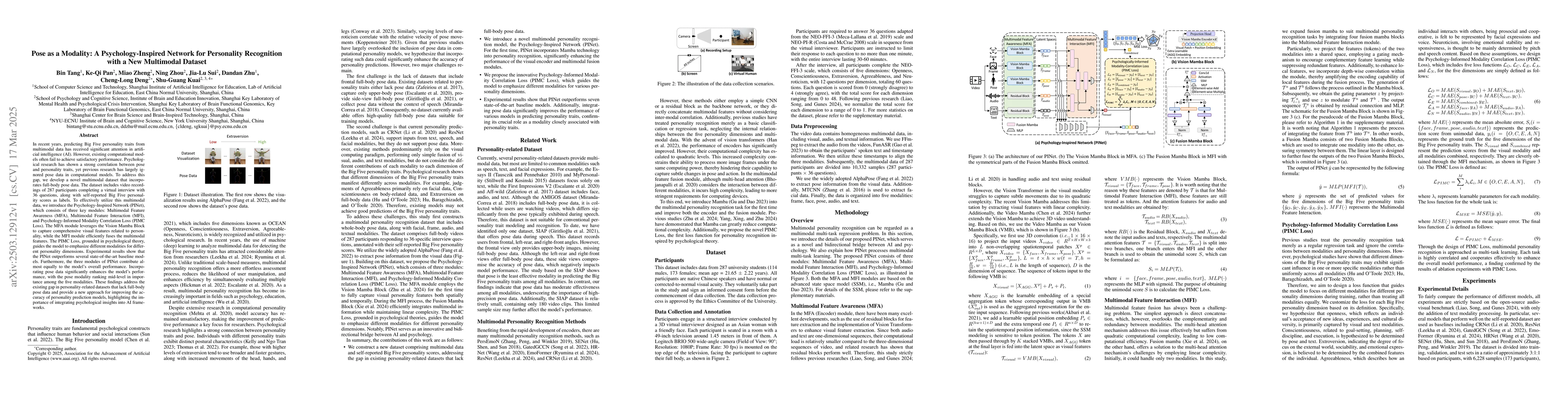 Thumbnail for Pose as a Modality: A Psychology-Inspired Network for Personality
  Recognition with a New Multimodal Dataset